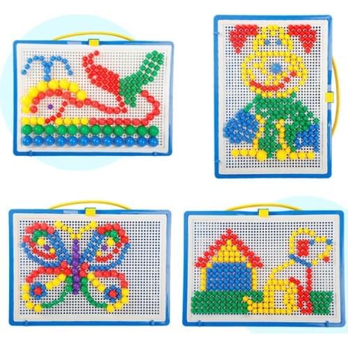 For Children 296pcs Mosaic Picture Puzzle Toy Children Composite Intellectual Educational Mushroom Nail Kit Toys with Box