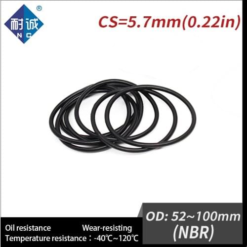 5PCS/lot Rubber Black NBR CS5.7mm OD52/55/60/65/70/75/80/85/90/95/100mm O Ring Gasket Oil resistant waterproof