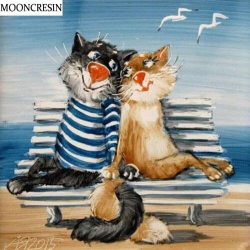 5D Diy Kit Embroidery Diamond Mosaic Cross Stitch Crystal Of Rhinestone Diamond Painting Full Square Cartoon Cat Decoration Home