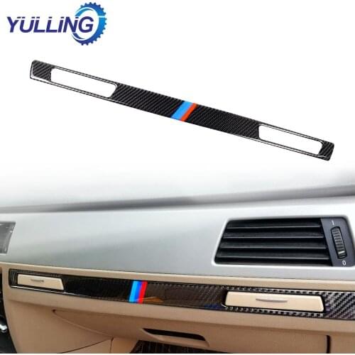 Car Styling Interior Carbon Fiber Sticker Copilot Water Cup Holder Panel Strip Trim Accessories For BMW 3 Series E90 E92 E93