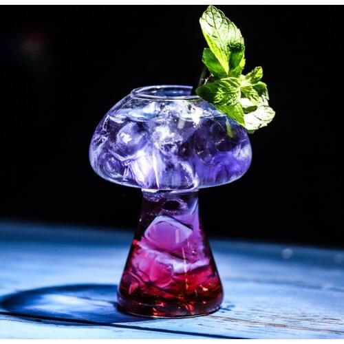 Free Shipping Creative Cocktail Glass Mushroom Shape Clear Glass Set of 4