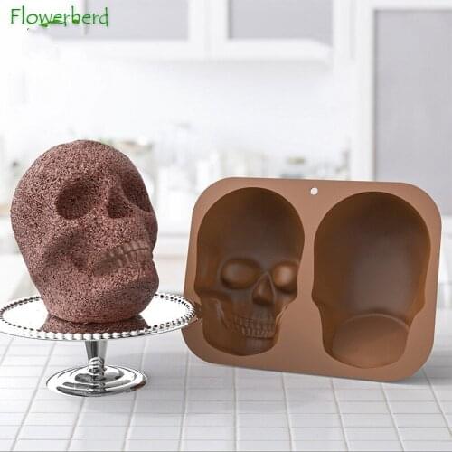 Large Skull Head Cake Silicone Mold DIY Resin Mold Halloween Gift Skull Head Mask Baking Cake Mold Cake Decorating Tools