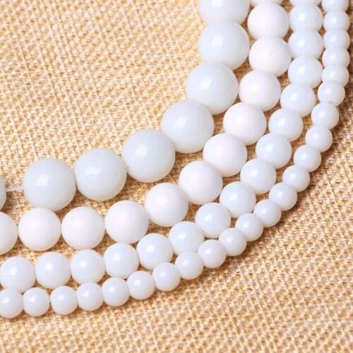 Natural White Stone Spacer Loose Beads DIY For Necklace Bracelet New Wholesale 4 6 8 10 12mm Jewelry Making High-quality