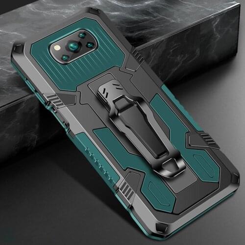 For Coques Case Xiaomi Pocophone X3 NFC Luxury Armor Hybrid Belt Clip Shell Shockproof Cover For Mi POCO X3 NFC Stand Bag