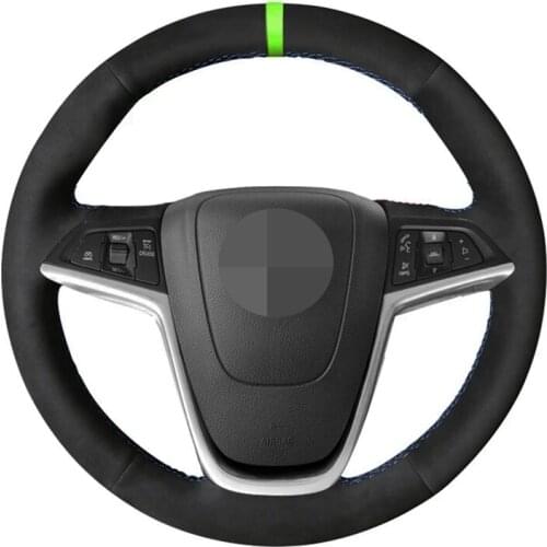Car Steering Wheel Cover DIY Hand-stitched Black Suede For Buick Excelle XT GT Encore Opel Mokka Accessories