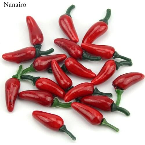 Cheap 80pcs 2.5cm Chili Mini Artificial Fake Foam Fruits and Vegetables Berries Flowers For Wedding Christmas Tree Decoration