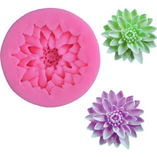 DIY Baking Fondant Silicone Mold Candle Soap Resin Clay Molds 3D Beautiful Lotus Chrysanthemum Flowers Wedding Cake Decor Tools