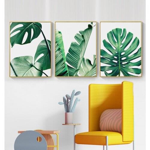 Home Decor Wall Art Nordic Canvas Painting Green Plant Leaves Branch Print Fresh Poster Bedroom Backdrop Living Room Picture