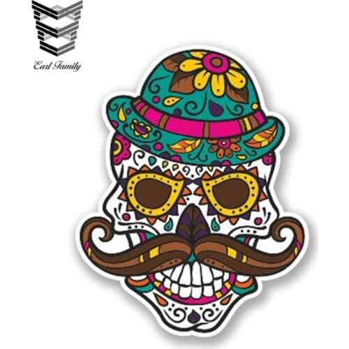 EARLFAMILY 13cm x 9cm Sugar Skull Vinyl Sticker AUTO MOTO Decoration BIKE MOTORCYCLE TUNING Decal Laptop Car Helmet Girls Gift