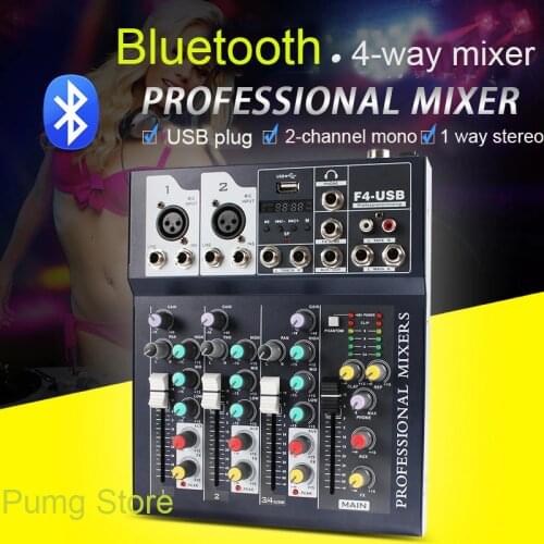 JIY Dj controller Digital Microphone Sound Mixer 4 Channel Console Power Professional Audio Mixer Amplifier With USB for Karaoke