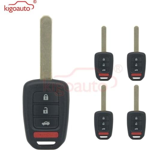 Kigoauto 5pcs 3 button with panic 313.8Mhz for Honda Accord CRV Civic 2014 Remote key MLBHLIK6 1T HON66
