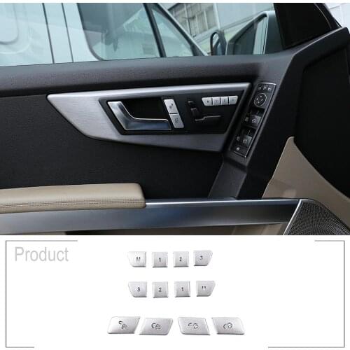12pcs Stainless Steel Seat Memory Lock Unlock Switch Button Cover Trim For Mercedes Benz E-Class W212 GLK X204 GLE ML Class W166