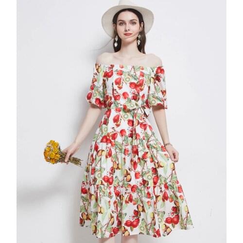 Summer Short sleeve Chiffon Dress Women Elegant Fashion A -Line Long Party Dress Femme Vintage Print French Dresses Vestidos