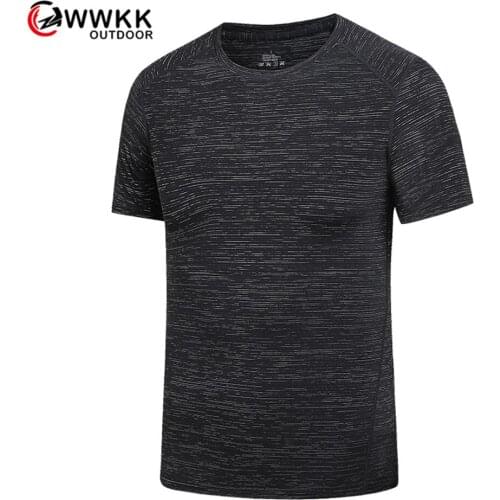 WWKK Mens Tee Shirts Round Neck Hiking T-shirt Travel Short Sleeve Breathable Quick-Drying Casual Stretch Tops Camping T-Shirts