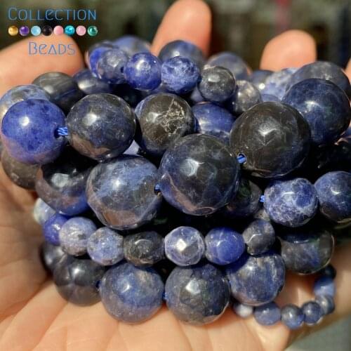 Natural Faceted Blue Sodalite Stone Loose Round Beads For Jewelry Making 6-10 MM DIY Bracelets Accessories Wholesale