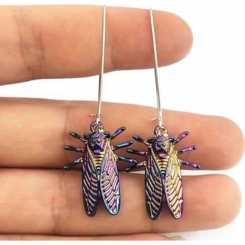 New Design!Psychedelic Cicada Lucky Insect Earrings, Unique Earrings,Super Cute