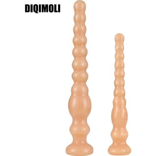 Overlength Round Beads Anal Plug Dildos Healthy PVC Soft Anal Dilator Sex Toys for Stimulation of Vagina and Anus Big Butt Plug