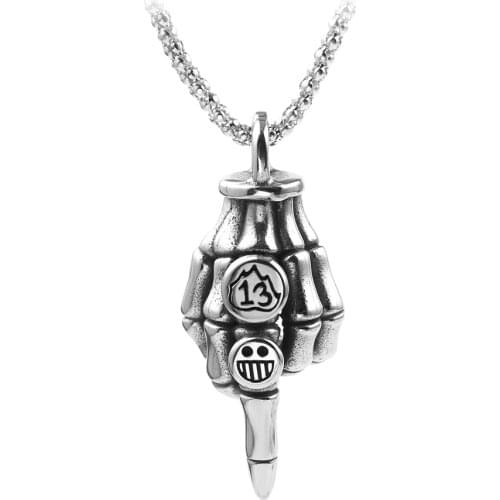 Punk Style Exaggerated Skeleton Claw Necklace Fashion Smiling Face Necklace Men Jewellery Middle Finger Necklace Goth Gothic