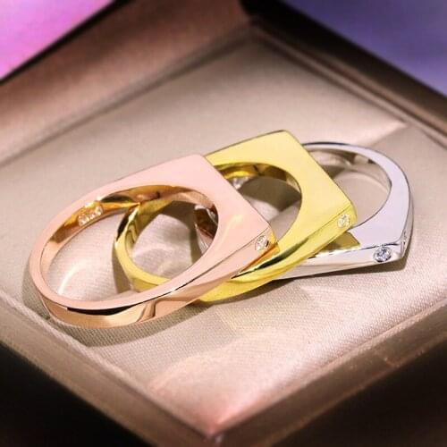 Simple Geometric Shape Square Ring Silver Gold Rose Gold Three Colors Square Ring Party Party Bar Ring Unisex Universal Luxury