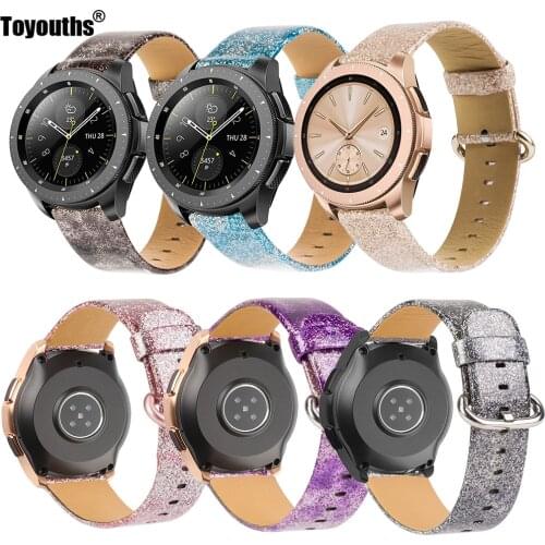 Glitter Strap for Samsung Galaxy Watch 42mm 46mm Bands Women Men Genuine Leather Replacement Band for Galaxy Active2 40mm 44mm