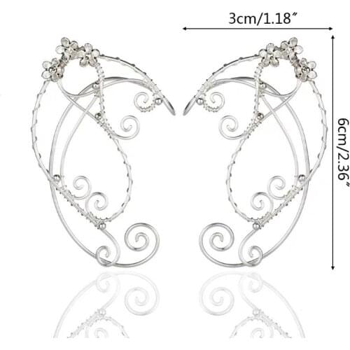 Elf Ear Cuffs Clip-on Earrings Filigree Fairy Wrap Earring Elven Cosplay Costume