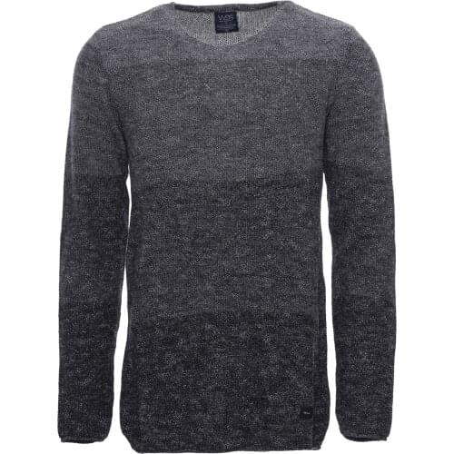 Circle Neck Patterned Grey Knitwear