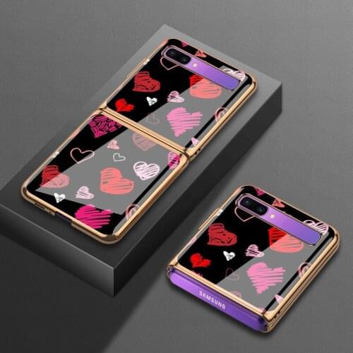 For Samsung zflip folding mobile phone case f700n protective case f700electroplated glass 5g folding f7070 love girl