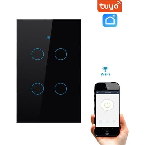 Smart US/AU 4Gang WiFi Touch Switch Wall Light Panel Wireless Intelligence Timing&Remote Control APP Work with Alexa Google Home