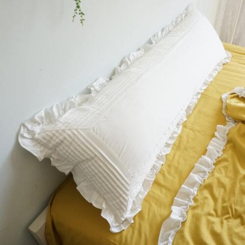 Super elegant long pillowcase 100% cotton designer pillow case bedding body pillow case handmade ruffle princess pillowcases