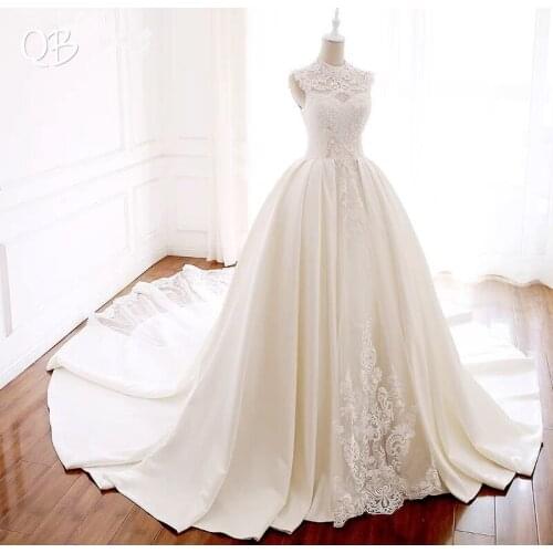 Custom Made Wedding Dresses Ball Gown Satin Tulle Lace Beading Sequins Luxury Elegant Bridal Gowns 2019 New Fashion ZD57