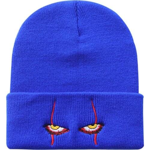 Pennywise Scary Eyes Knit hat 100% Cotton Warm Winter ski Beanie Anime Knitted Hat Skullies Beanie Unisex fashion outdoor hats
