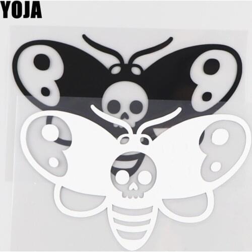 YOJA 14.4×9CM Moths With Skeletons Vinyl Cartoon Animals Decal Car Stickers Black/Silver 19C-0119