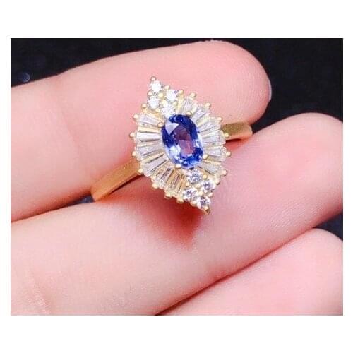 CoLife Jewelry Dazzling Gemstone Ring for Wedding 4mm*6mm Natural Tanzanite Ring 925 Silver Tanzanite Silver Ring