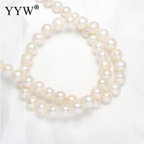 YYW High Quality 8-9mm 100% Natural Freshwater Pearl Beads white Pearl Round Loose Beads DIY Necklace Bracelat Jewelry Making