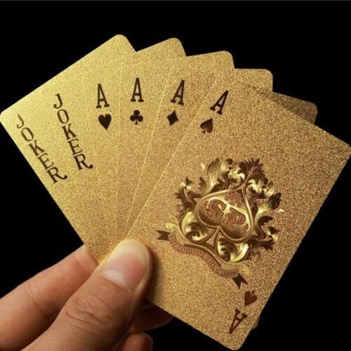 1 Set Playing Cards Stickers Waterproof Plastic Playing Cards Poker Deck Magic Card Pvc Foil Golden