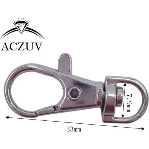 100pcs Rhodium Plated 33mm Metal Swivel Lobster Clasp Snap Hook fit Purse Chain Keychains Handbag Buckles DIY Accessories SLC014