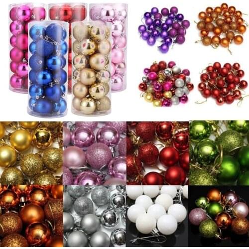 24 Pcs/Set Glitter Christmas Tree Ball Baubles Hanging Pendants Multi-color Xmas Party Home Garden Decoration Supplies