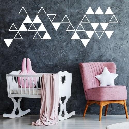 27pcs Hollow Triangles Wall Sticker For Kids Room 10*11.7cm Bedroom TV Sofa Wall Home Decoration Wallpaper Vinyl Art Wall Decals