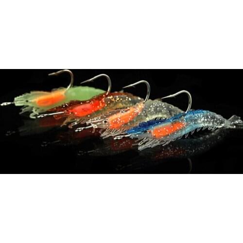 4Pcs/Lot Silicone Lifelike Shrimp Soft Bait with Hook 6.5cm/3g Soft Fishing Lure Fish Bait