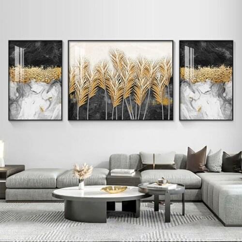 Nordic Abstract Poster Golden Leaf Marbling Wall Decoration Painting For Living Room Modern Canvas Prints and Posters Home Decor