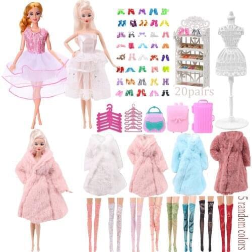 Barbies Accessories Socks Shoe Rack Outfits Fit Barbies & 11.8Inch Doll Clothes Christmas Gift Hangers 20pcs/Set On Sale