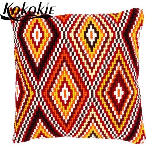 Accessories for throw pillow rhombus pattern cushion handicraft embroidery yarn needlework set fabric cross stitch pillow kits