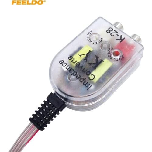 FEELDO Auto Line Out Converter Audio Sound Subwoofer Amplifier styling Car Speaker to RCA Level Adaptor High to Low Sockets