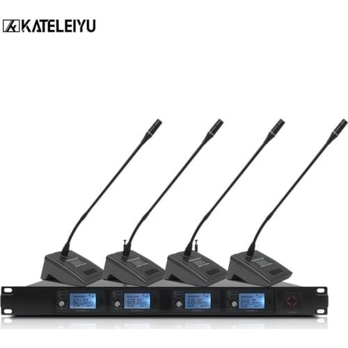 Wireless microphone system meeting room gooseneck microphone for business conference lectures 4 channel conference microphone