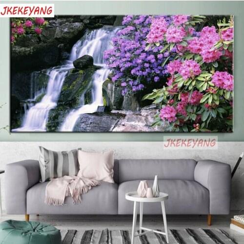 Large 5D Diy diamond painting Waterfall and flowers Diamond Mosaic Rhinestone Embroidery cross stitch Y3691