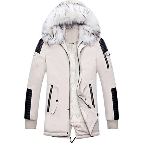 Brand Men Warm Fashion Parkas Coats Winter Male Fur Collar Hooded Parka Overcoat Mens Thicken Comfortable Parkas Coat