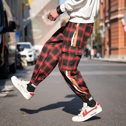 2021 Men Women Korean Black Plaid Casual Pants Mens Streetwear Harem Pants Male Checkered Trousers Plus Size XXXL