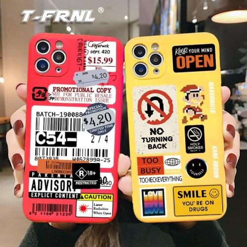 Retro Phone Case with Barcode Label for iPhone 11 Pro XS Max X XR 7 8 Plus Soft TPU for iPhone 12 Pro mini Max SE2020 case