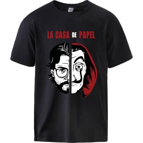 La Casa De Papel Horror Movie Tshirts Man Causal Loose Cotton T shirt 2021 Summer Short Sleeve Tops Tees T shirts Male Cool Top