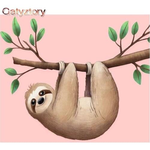 GATYZTORY Frameless DIY Painting By Numbers Cartoon Sloth Acrylic Paint On Canvas Modern Abstract Painting For Home Decor 40x50c